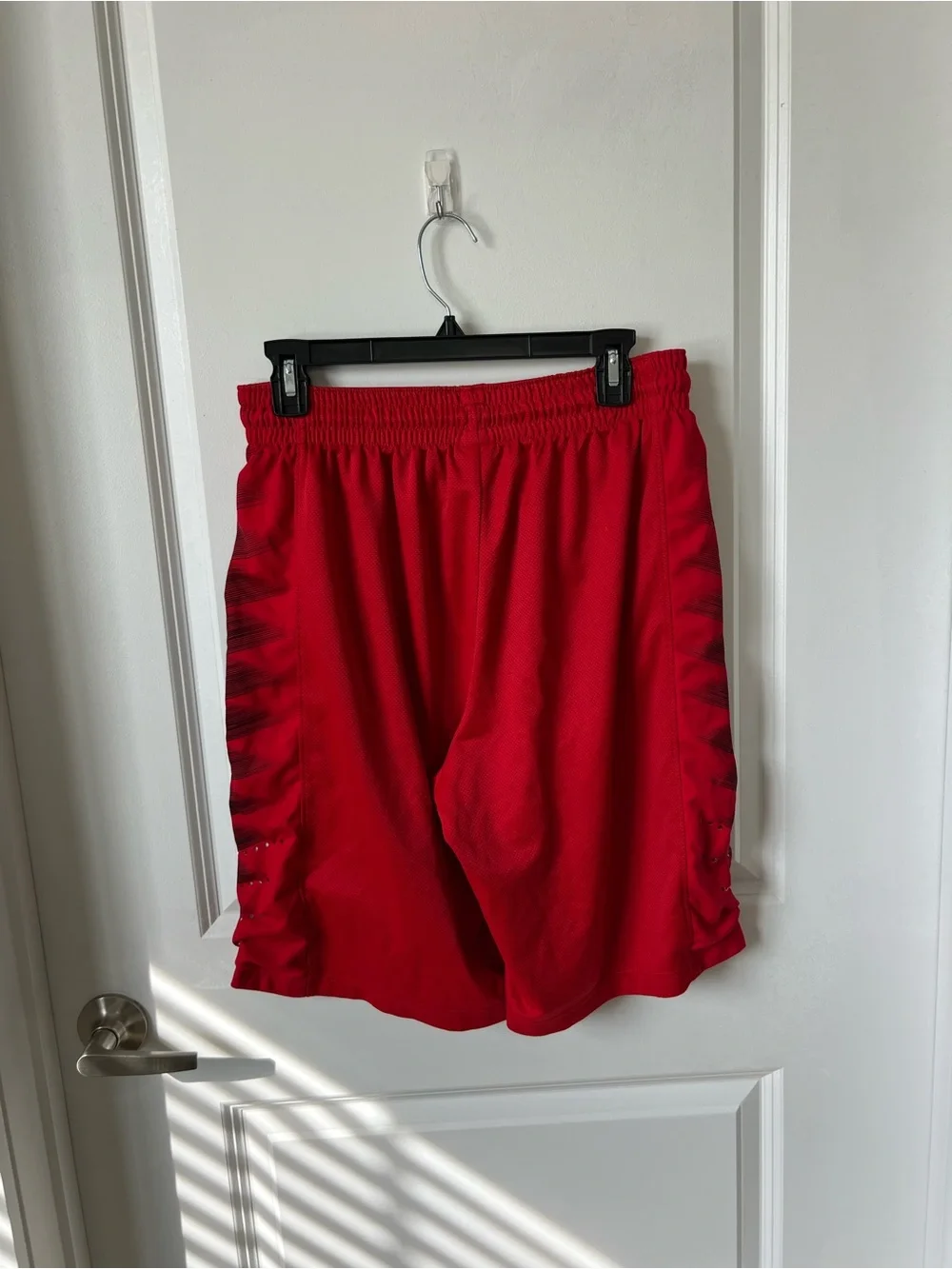 Nike Red Men's Athletic Shorts with Black Side Panels